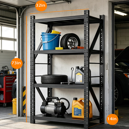 Heavy Duty Garage Shelving,73"H 3000LBS Load Capacity Metal Garage Storage Shelves Adjustable Industrial Shelving Unit for Garage,Warsehouse,Workshop