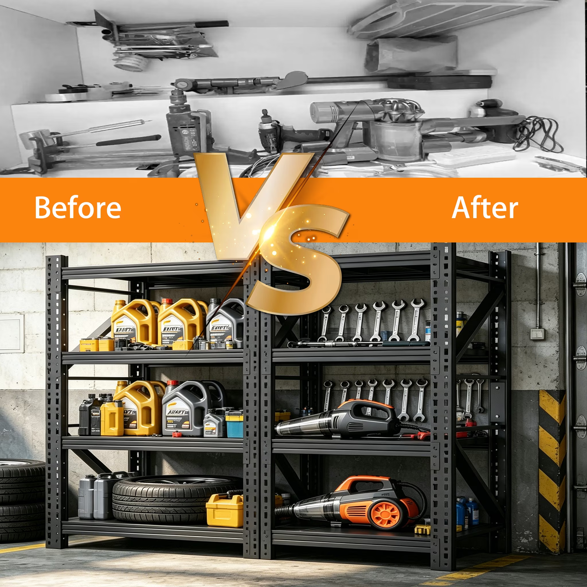 Heavy Duty Garage Shelving,73"H 3000LBS Load Capacity Metal Garage Storage Shelves Adjustable Industrial Shelving Unit for Garage,Warsehouse,Workshop