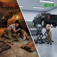 Car Lift, 7,000 Lbs. Capacity Portable Car Lift, 26.8 In. Max. Height, Carbon Steel Truck Lift with 120-Volt Power Unit — Before & After