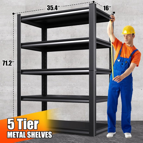 71.2''H Storage Shelves, 2500Lbs Garage Shelving,Adjustable Heavy Duty Shelving Unit,5Tire Tall Garage Shelves，Metal Standing Shelf Units,Utility Rack for Kitchen Warehouse Industrial Basement 3 Pack
