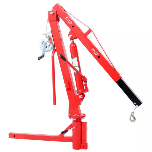 Red Steel 500Lb Pickup Truck Hydraulic, Engine Hoist Crane Hitch Mount, Lift 2" Hitch Mount