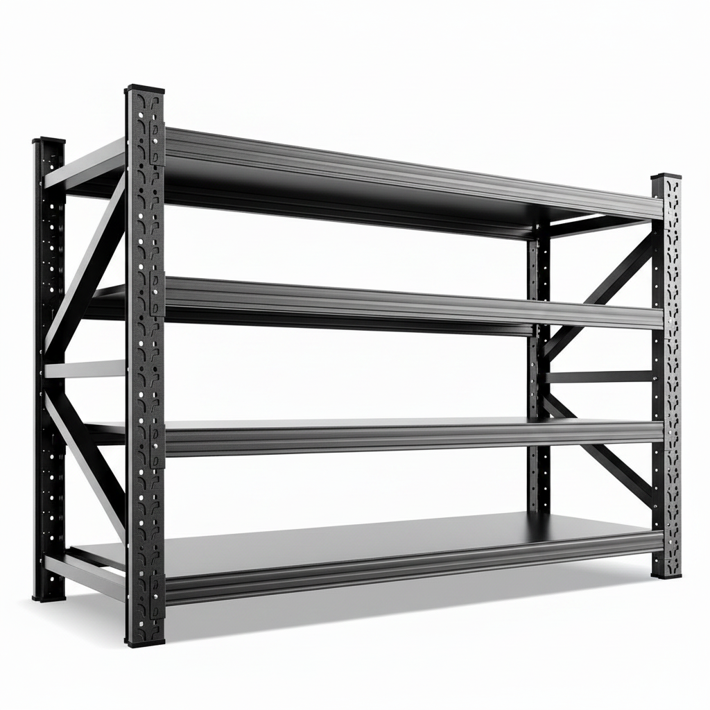 8000LBS Heavy Duty Storage Shelves, 4 Tier Adjustable Garage Shelving Unit, Heavy Duty Metal Shelving for Garage, Basement, Warehouse, Storage Room, Garage Storage Shelves, 69" W X 24" D X 64" H Black